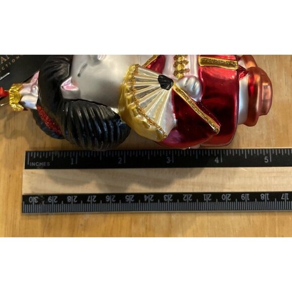 Robert Stanley Glass Ornament Asian Lucky Cat Geisha Kitty Kitten Red Kimono NEW - Picture 3 of 3